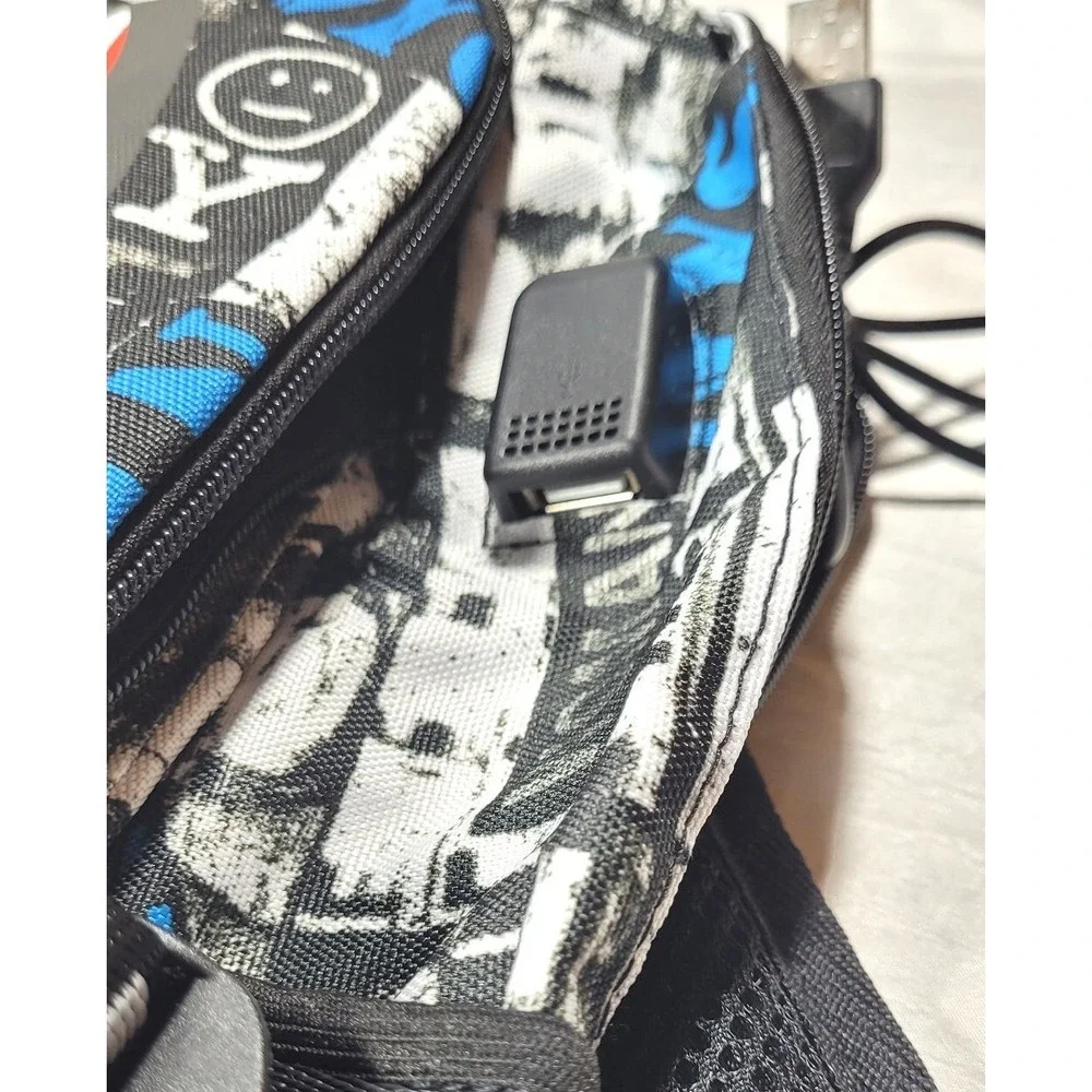 Oxford Cloth Waterproof Large Shark Laptop Backpack Newsprint NYC - 12.6